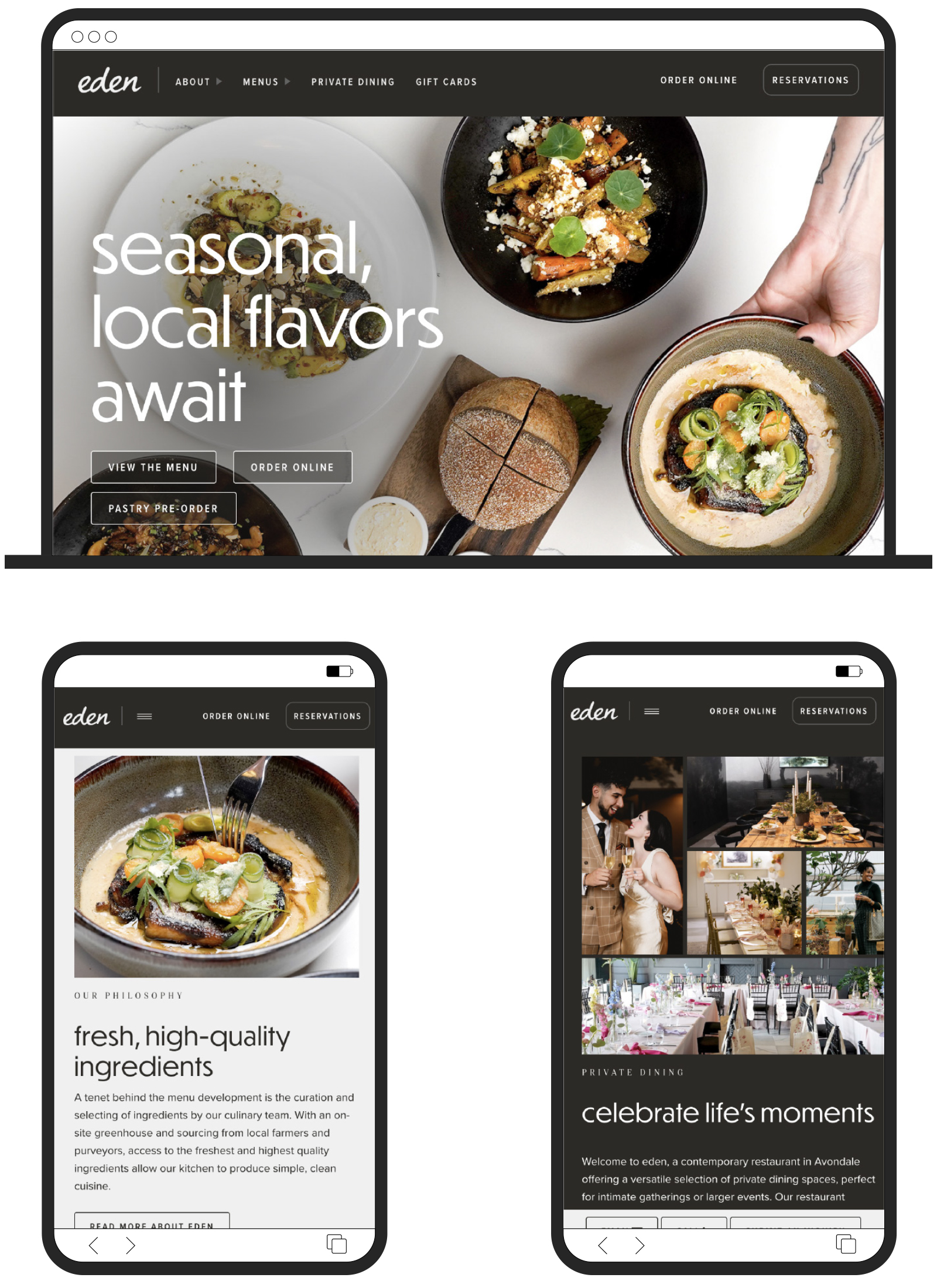 please evolve eden website design development responsive mobile mock ups